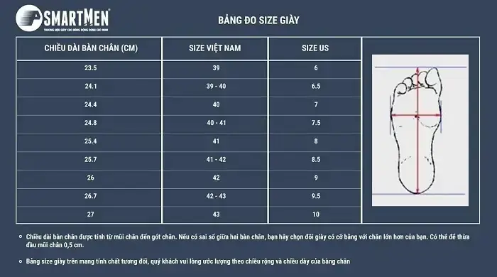 Giày Nam Size Nhỏ Nhất Là Bao Nhiêu? Hướng Dẫn Chọn Size Chuẩn Từ A-z Giày Nam Size Nhỏ Nhất Là Bao Nhiêu? Hướng Dẫn Chọn Size Chuẩn Từ A-z