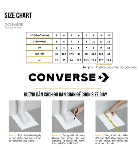 Converse Size 4 1/2: Hướng Dẫn Chọn Size Giày Converse Chuẩn Và Quy Đổi Chính Xác Converse Size 4 1/2: Hướng Dẫn Chọn Size Giày Converse Chuẩn Và Quy Đổi Chính Xác