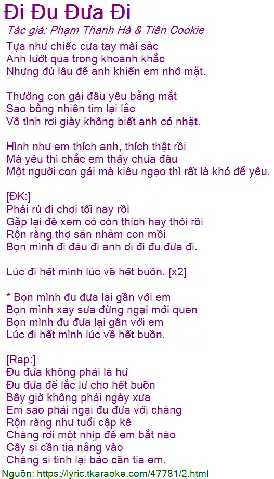 Lời Bài Hát "vô Tình Rơi Giày" Trong Bài Hát "đi Đu Đưa Đi" Của Bích Phương Lời Bài Hát "vô Tình Rơi Giày" Trong Bài Hát "đi Đu Đưa Đi" Của Bích Phương